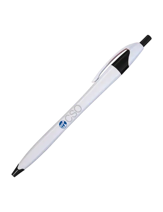 Novella White/Black Classic Pen - Blue Ink w/CSO Logo