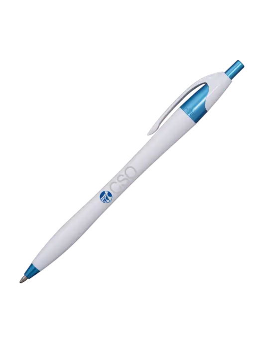 Novella White/Blue Shimmer Pen - Blue Ink w/CSO Logo