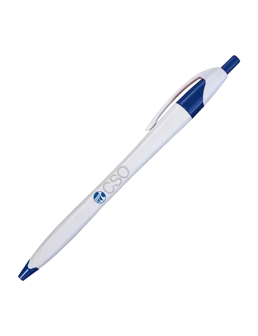 Novella White/Royal Classic Pen - Blue Ink w/CSO Logo