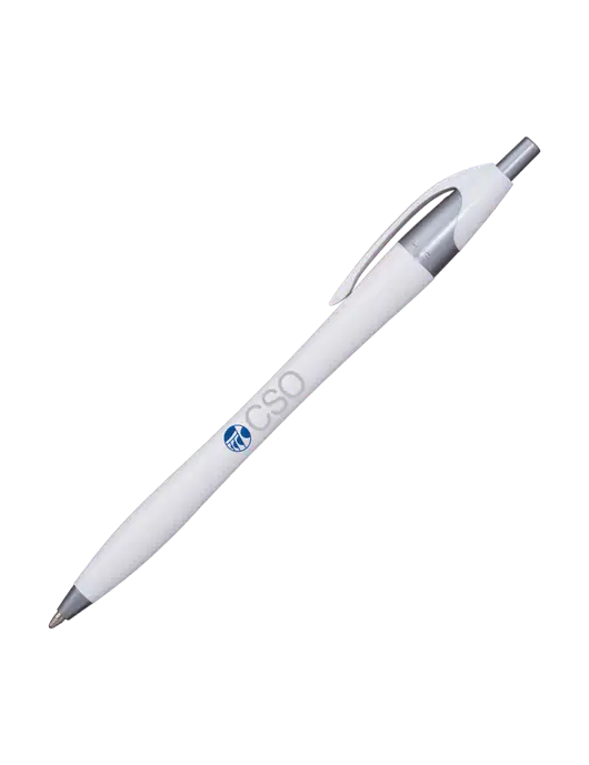 Novella White/Silver Shimmer Pen - Blue Ink w/CSO Logo