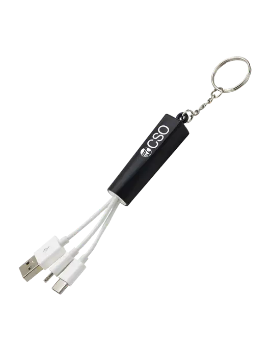 Black Light-Up Charging Cable with Key Ring w/CSO Logo
