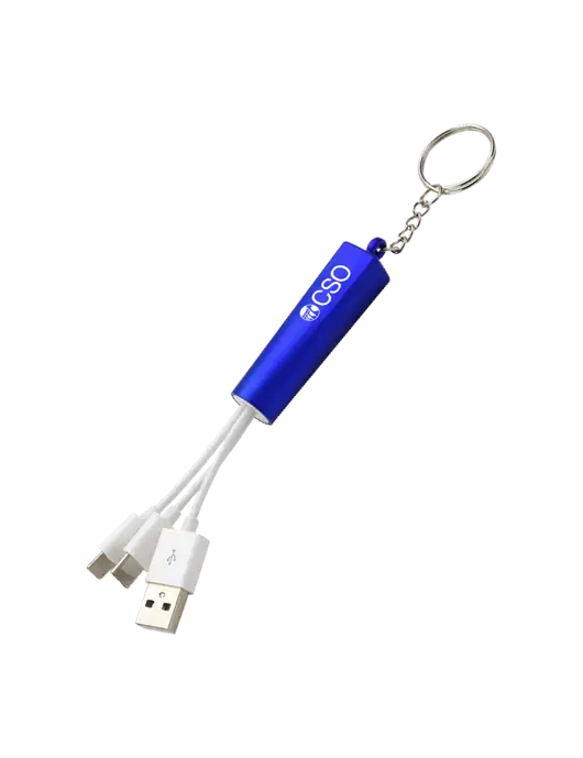 Blue Light-Up Charging Cable with Key Ring w/CSO Logo