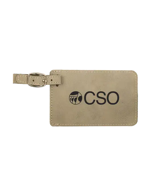 Tan Leatherette Luggage Tag w/CSO Logo