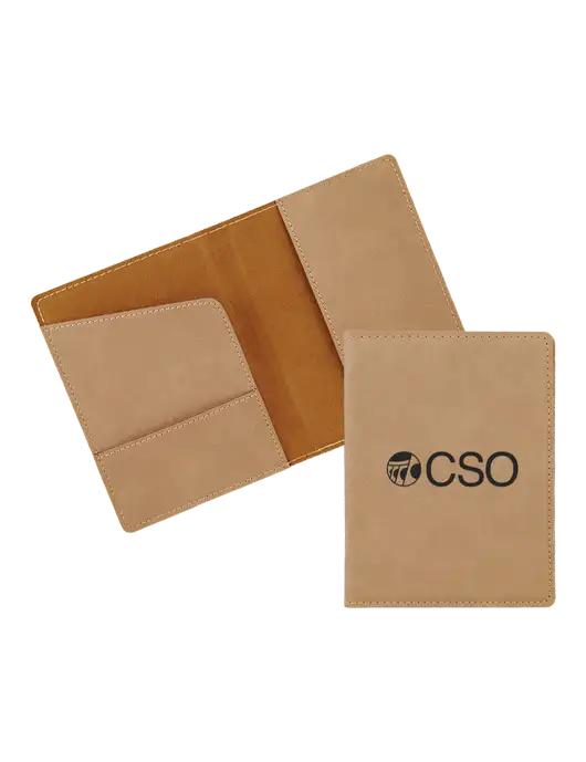Tan Leatherette Passport Holder w/CSO Logo