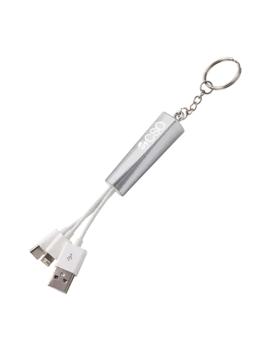 Silver Light-Up Charging Cable with Key Ring w/CSO Logo