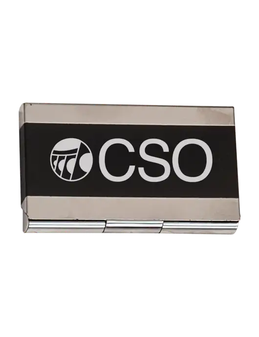 Black 3.75 x 2.5 Business Card Holder w/CSO Logo