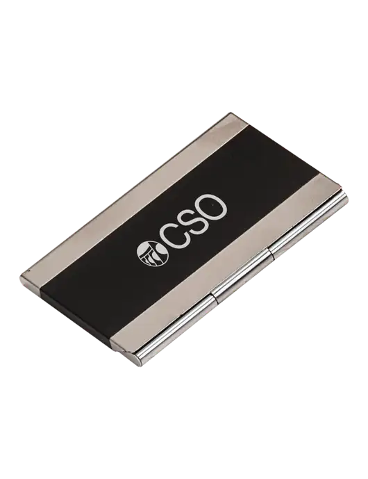 Black 3.75 x 2.5 Business Card Holder w/CSO Logo