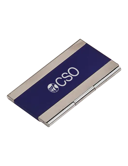 Blue 3.75 x 2.5 Business Card Holder w/CSO Logo