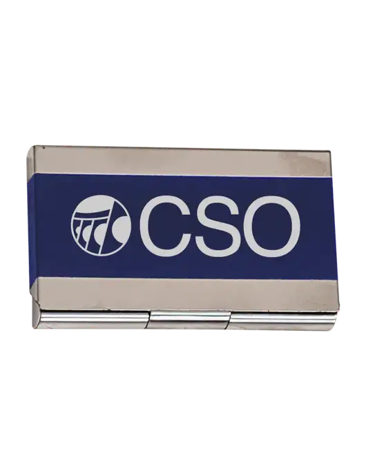 Blue 3.75 x 2.5 Business Card Holder w/CSO Logo