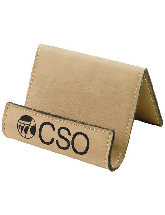 Tan Leatherette Card & Phone Holder w/CSO Logo
