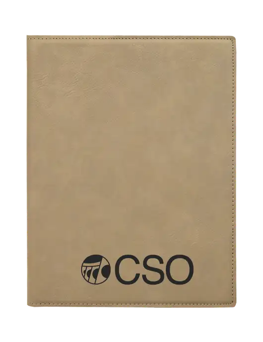 Tan Leatherette 7 x 9 Portfolio with Notepad w/CSO Logo